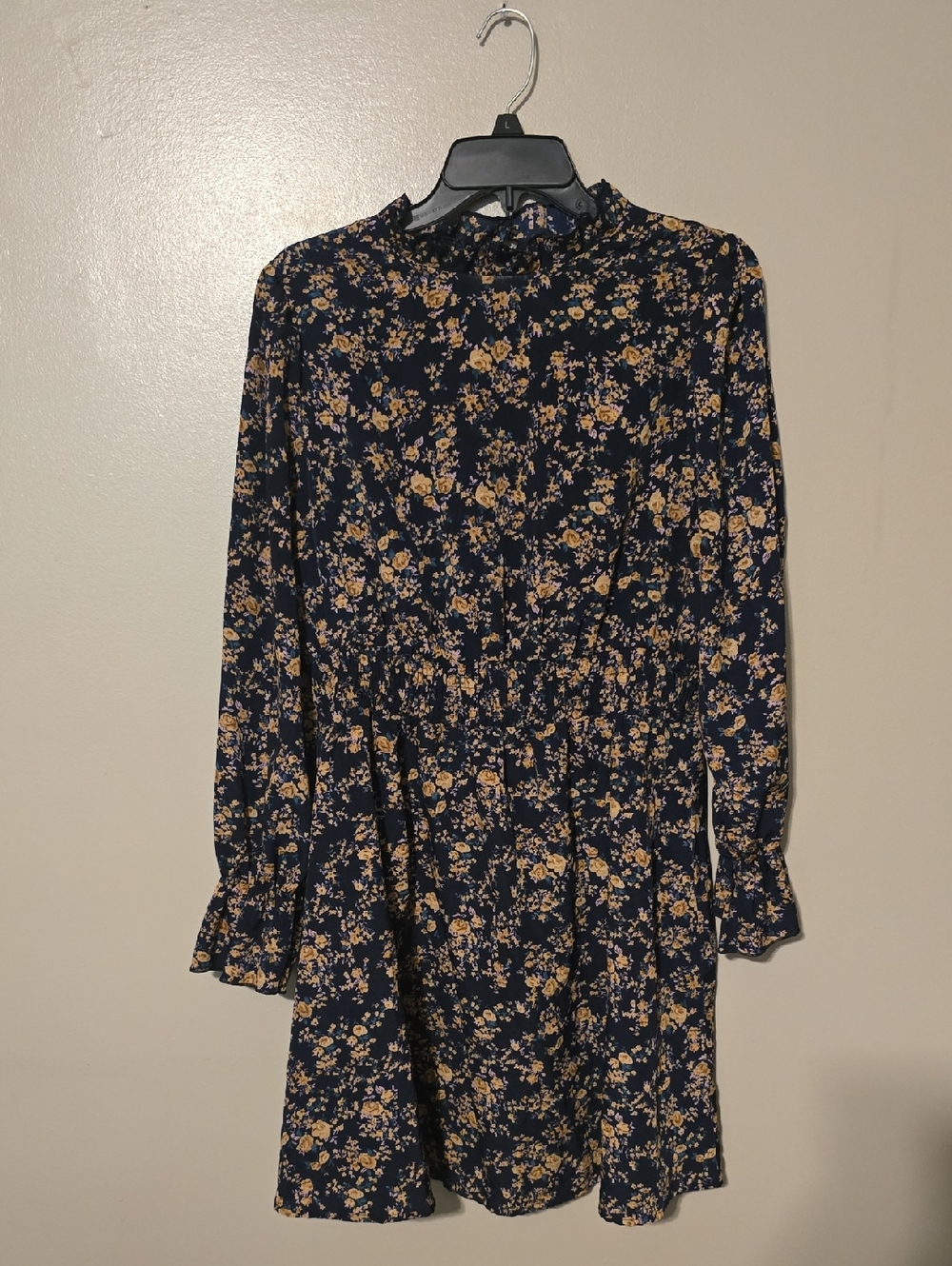 Shein Curve‎ Sheath Dress Womens 1XL Blue Floral Long Sleeve